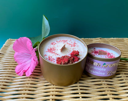 Pomegranate and Jasmine Scented Natural Candle