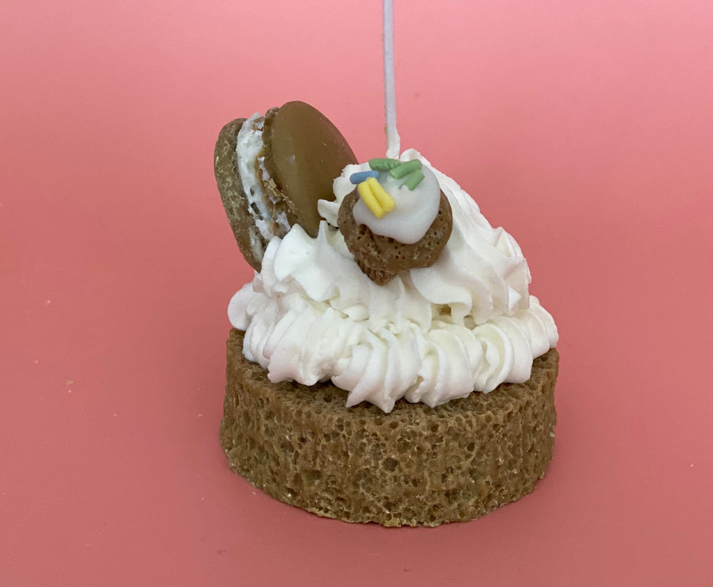 Whipped Chocolate Macaron Candle Cupcakes